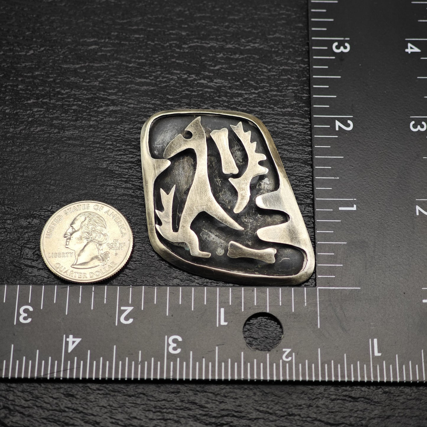 Mexico Abstract, Shadowbox Brooch Pendant Sterling Silver