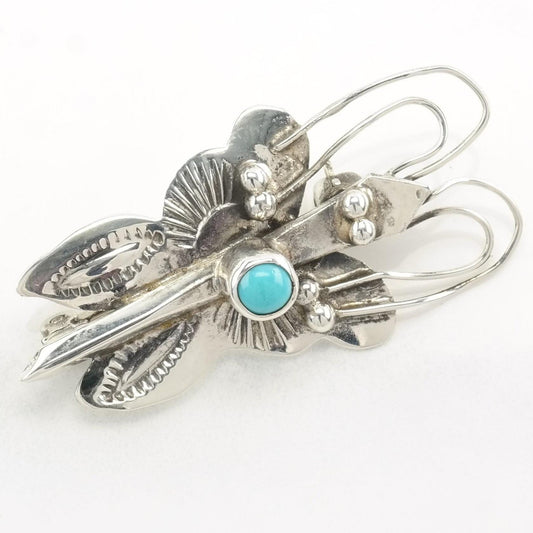 Sw Sterling Silver Brooch Butterfly Turquoise B1712