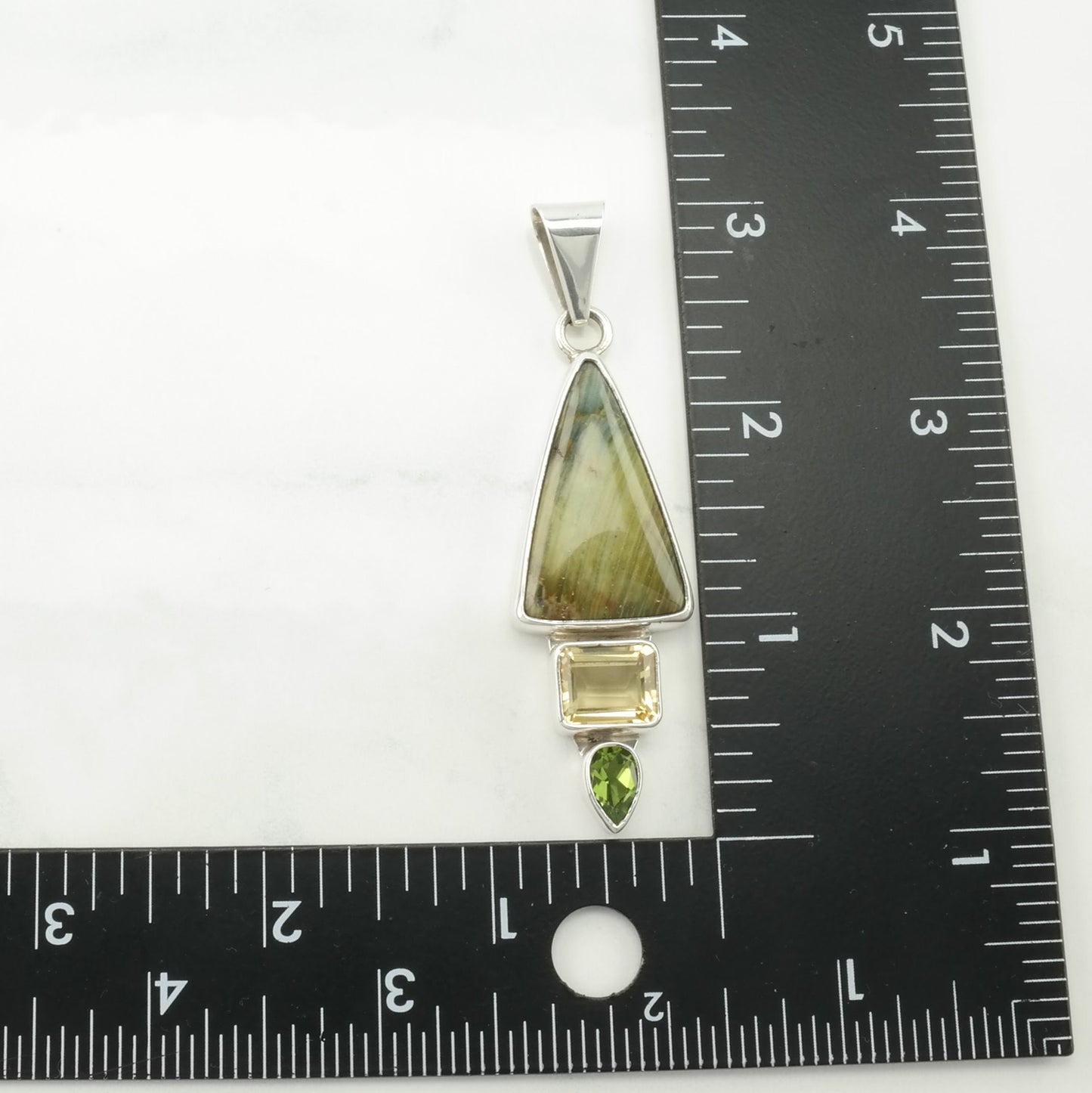 Vintage Charles Albert Citrine, Peridot, Brown Stone Sterling Silver Pendant