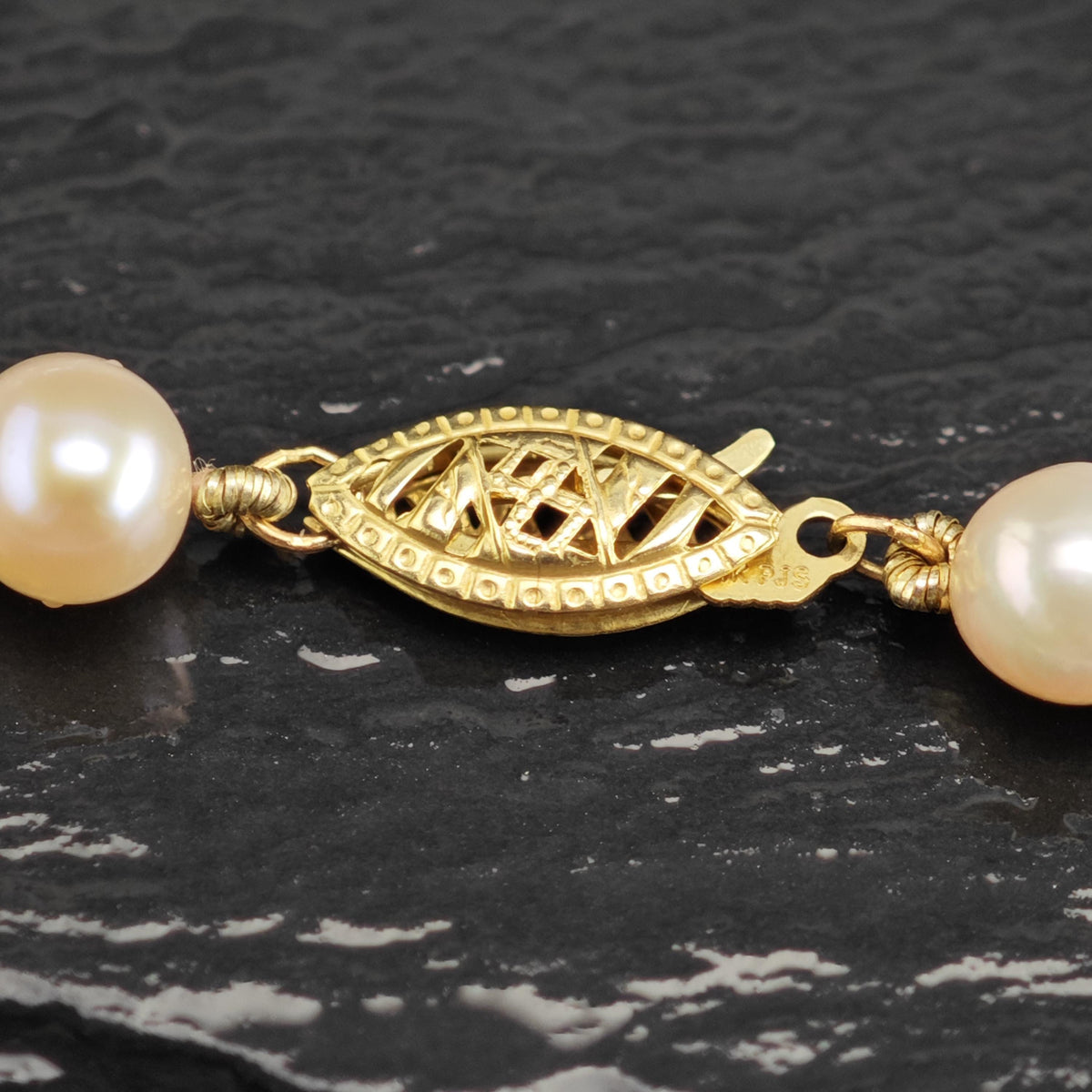7mm Pink Pearl, 14K Gold Clasp Beaded Necklace N2789