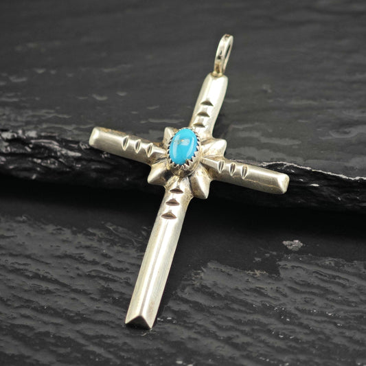 SW Turquoise Cross Pendant Sterling Silver P3073