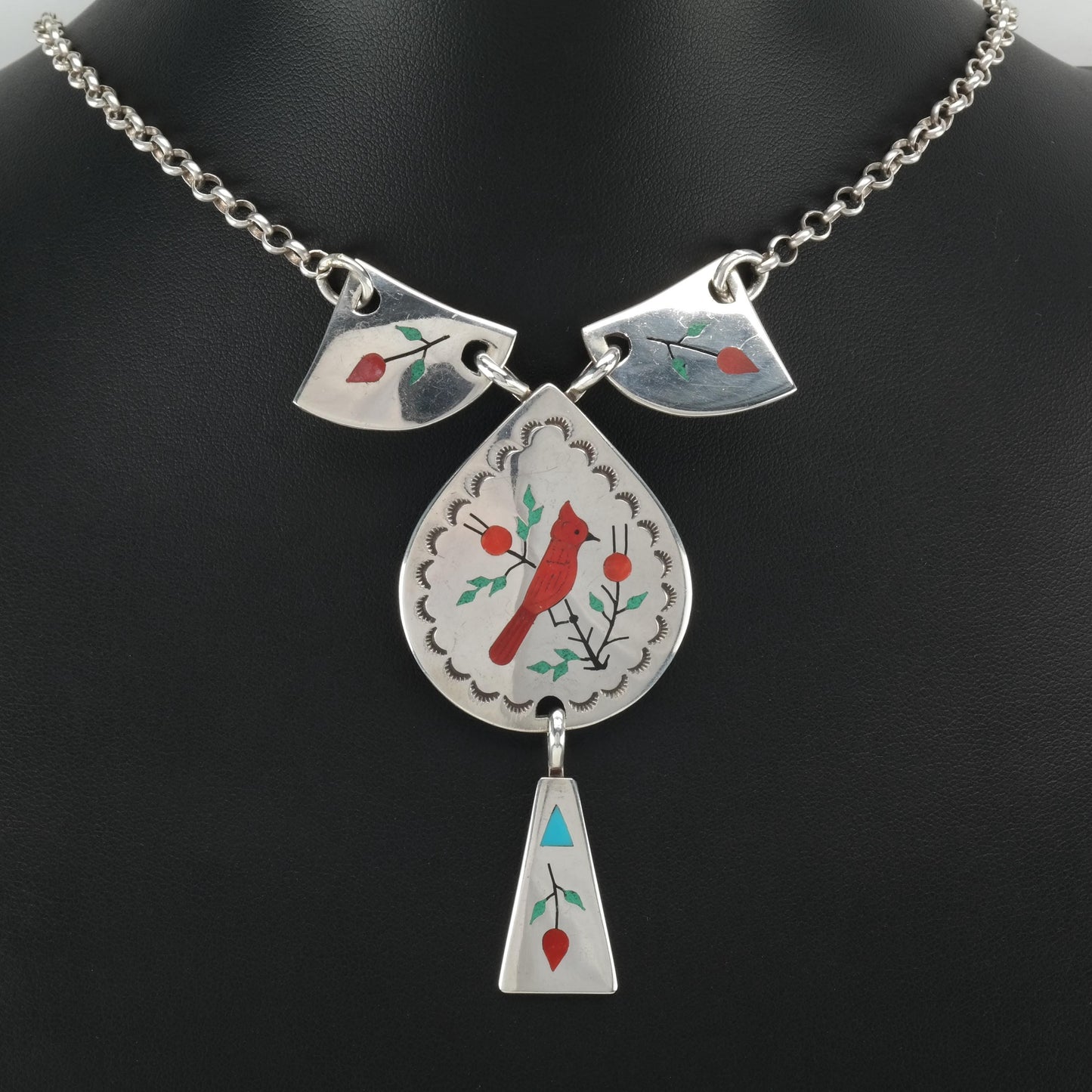 Floral, Cardinal Sterling Silver Necklace N2413