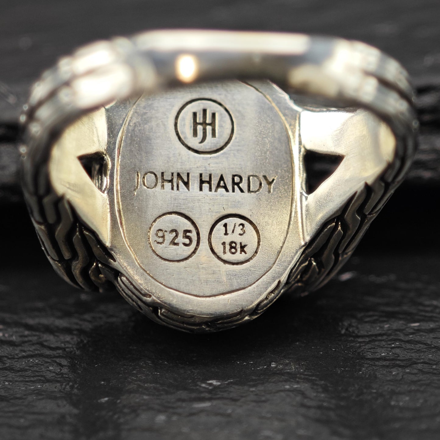 John Hardy 18K Gold Accent Ring Sterling Silver Sz 7 R6019