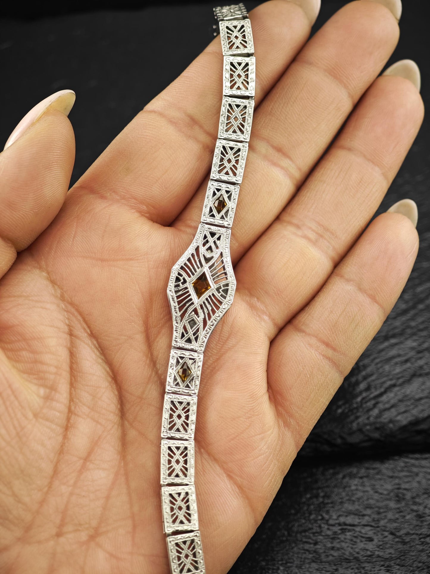 Art Deco Simmons Paste Bracelet Sterling Silver