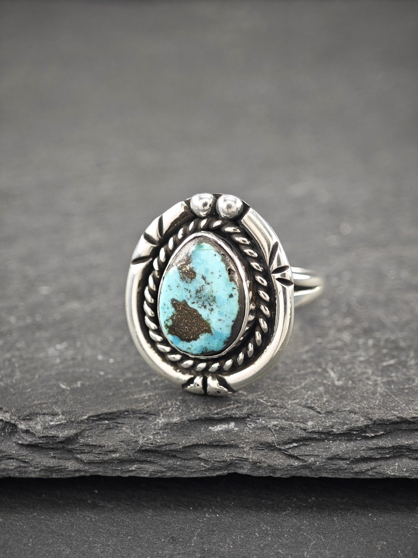 Vintage Native American Turquoise Ring Sterling Silver