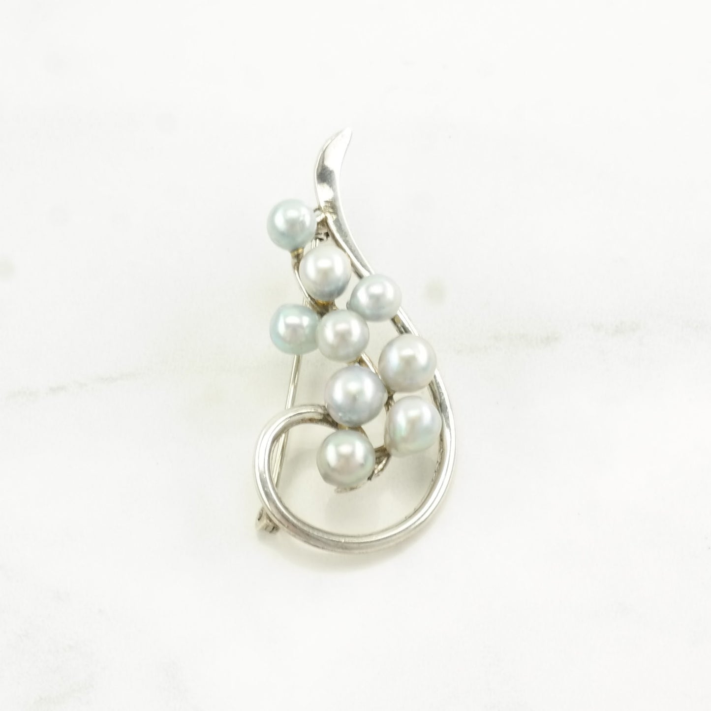 Vintage Mings Sterling Silver Brooch Pearl