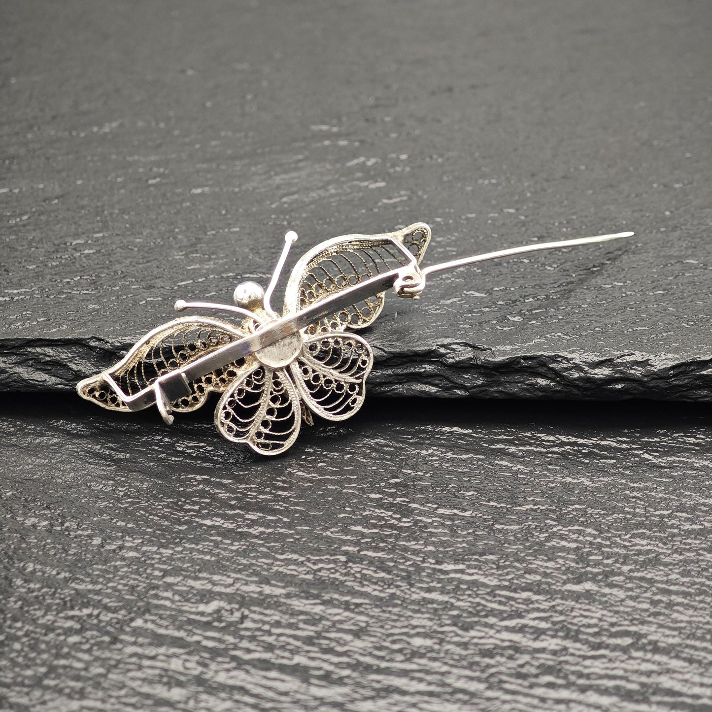 Butterfly, Filigree Art Nouveau Style Sterling Silver Brooch