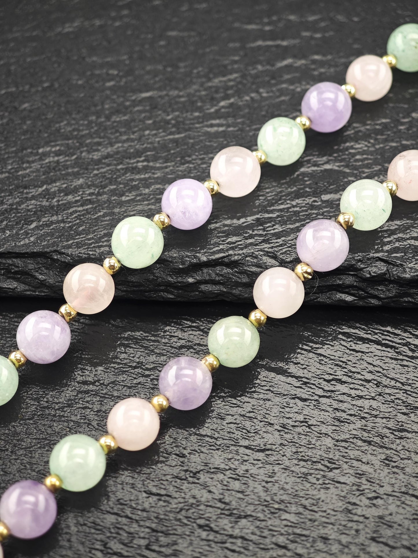 Multi-color Quartz, 14k Gold Clasp, Beaded Necklace Sterling Silver N2470