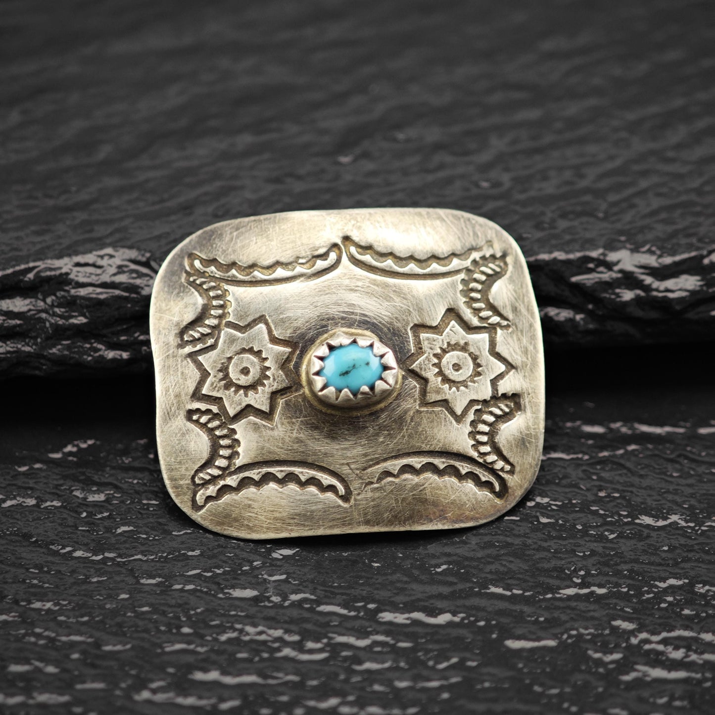 Turquoise Sterling Silver Floral Native American Belt Buckle and Conchos