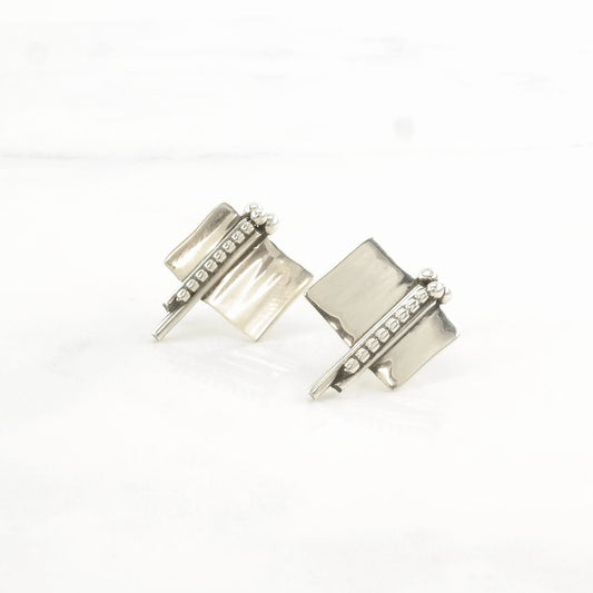 Vintage Sterling Silver Modernist Earrings Stud