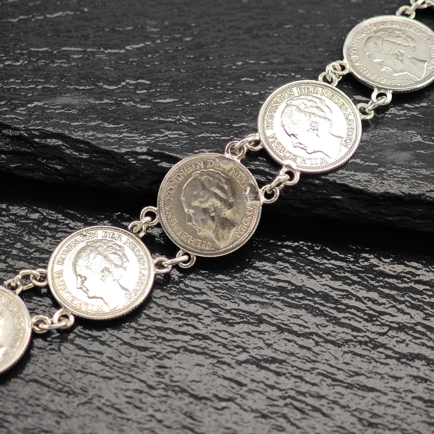 Vintage Silver Dime Bracelet - Canada Pre 1944 Coin Jewelry