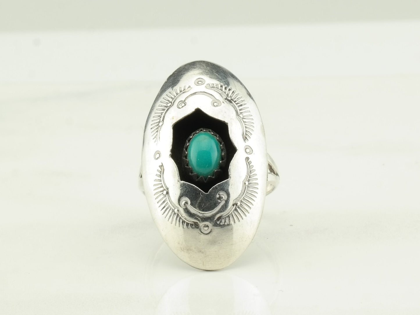 Vintage Sterling Silver Turquoise Shadowbox Ring