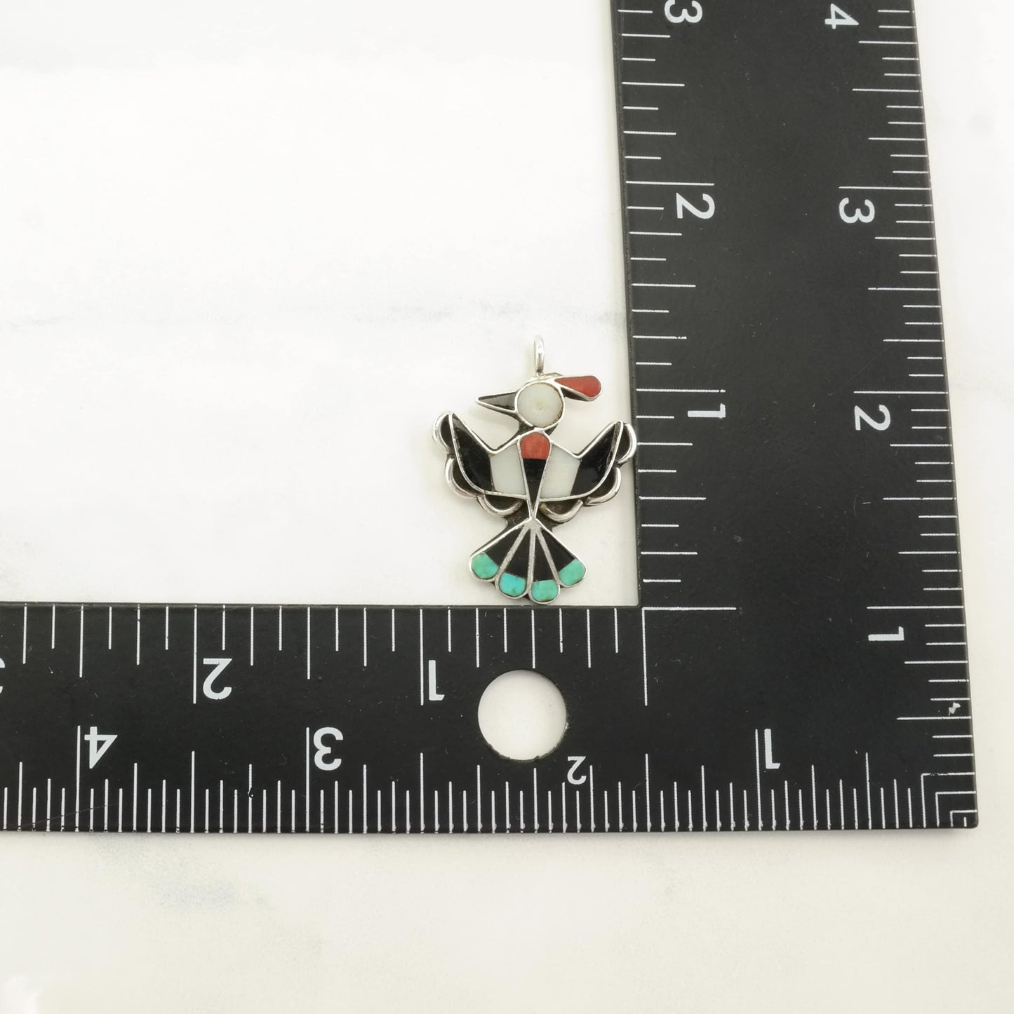 Native American Multi Gem, Inlay Bird Sterling Silver Pendant