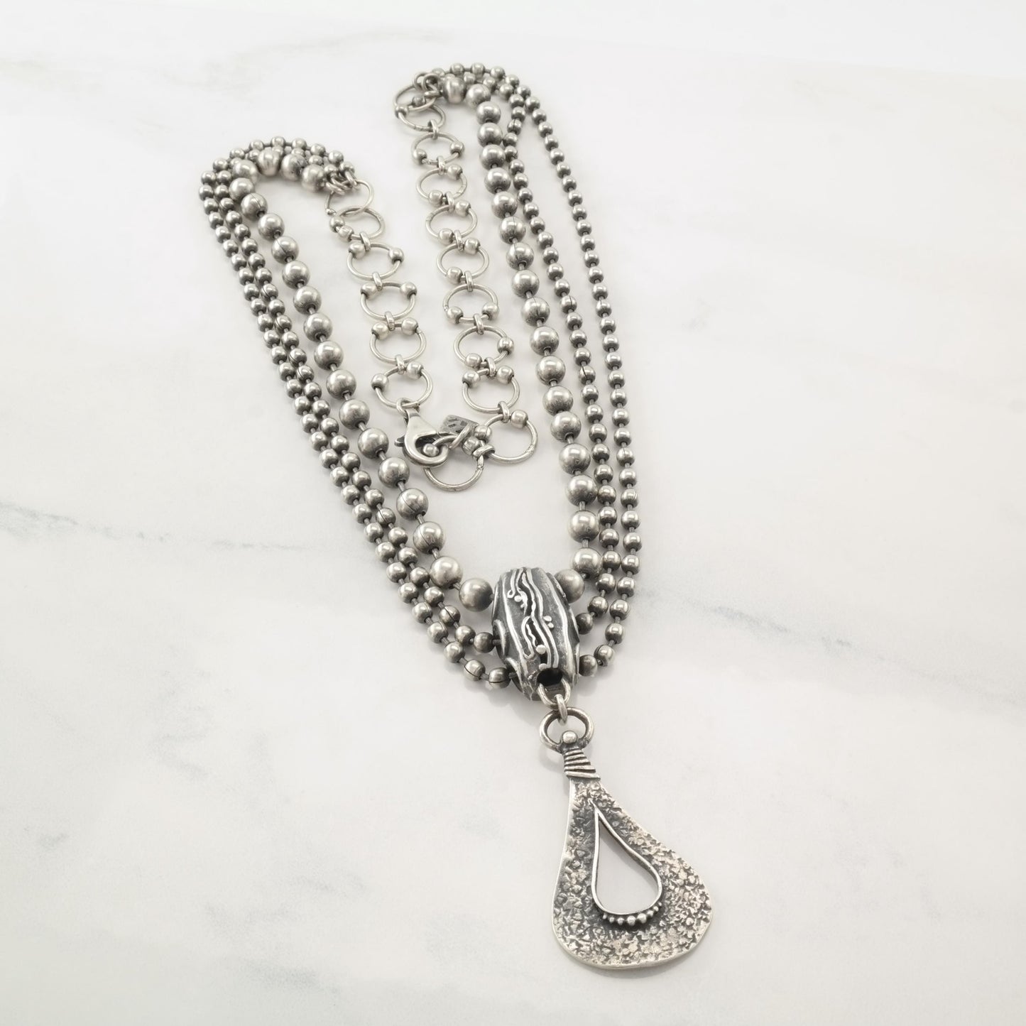 Vintage Silpada Oxidized, Sterling Silver 3 Strand Necklace N2380