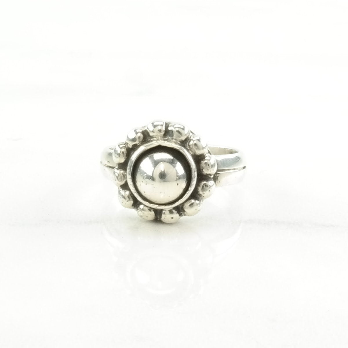 Kalo Silver Ring Floral Dome Sterling Size 6