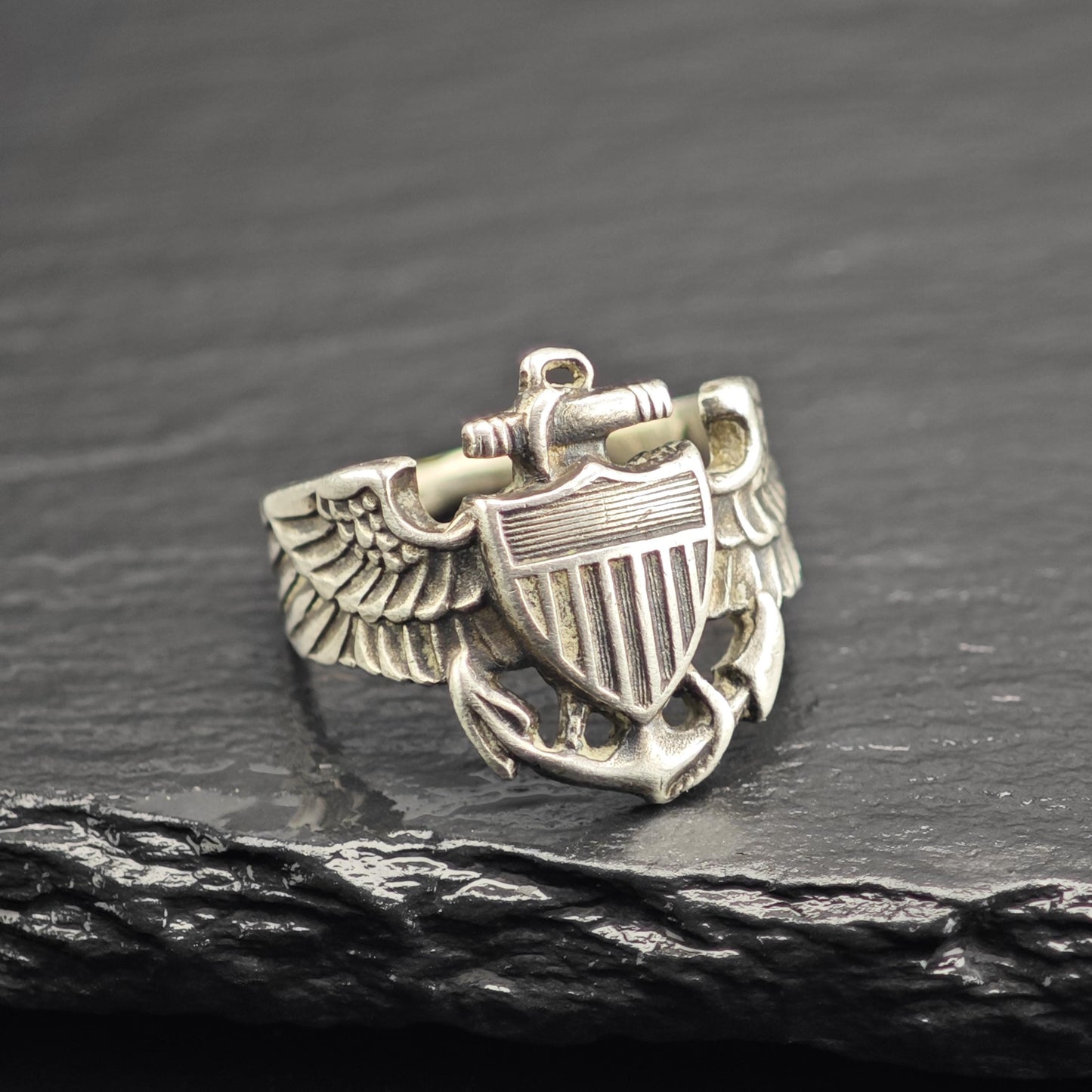 AS IS U.S. Navy Naval Aviator Sterling Silver Ring Sz 5 1/4 R6699