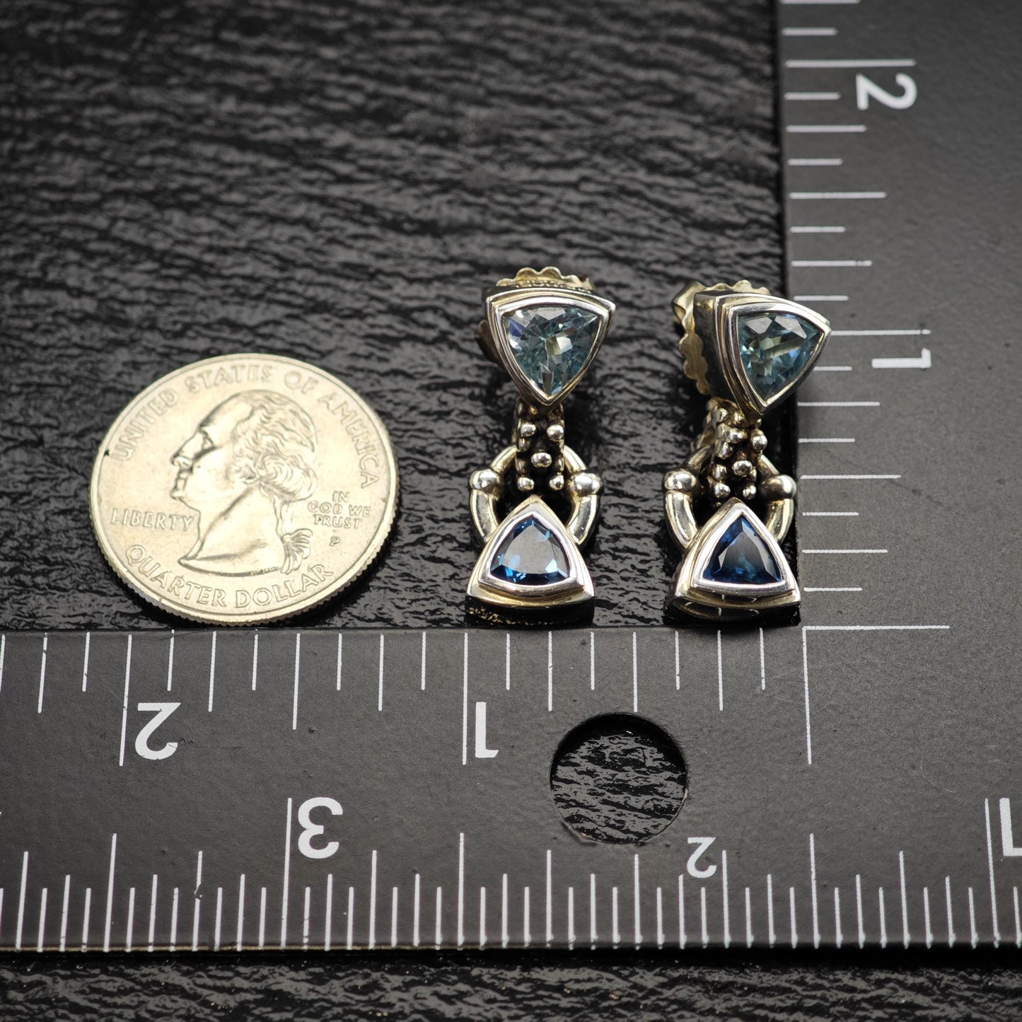 Vintage Michael Dawkins Topaz, 14K Gold Post Sterling Silver Stud Earrings ER3179