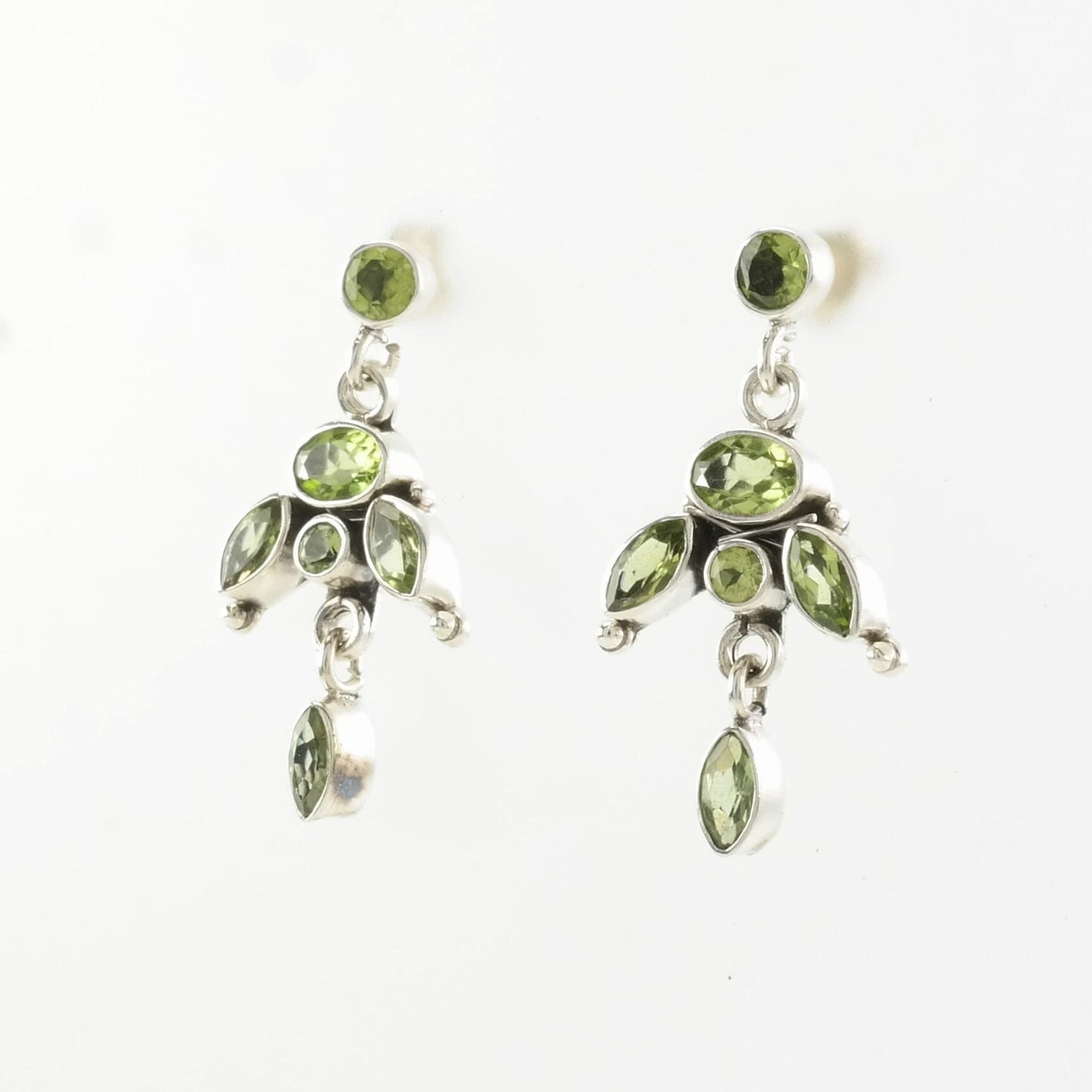 Vintage Sterling Silver Peridot Earrings Stud Dangle