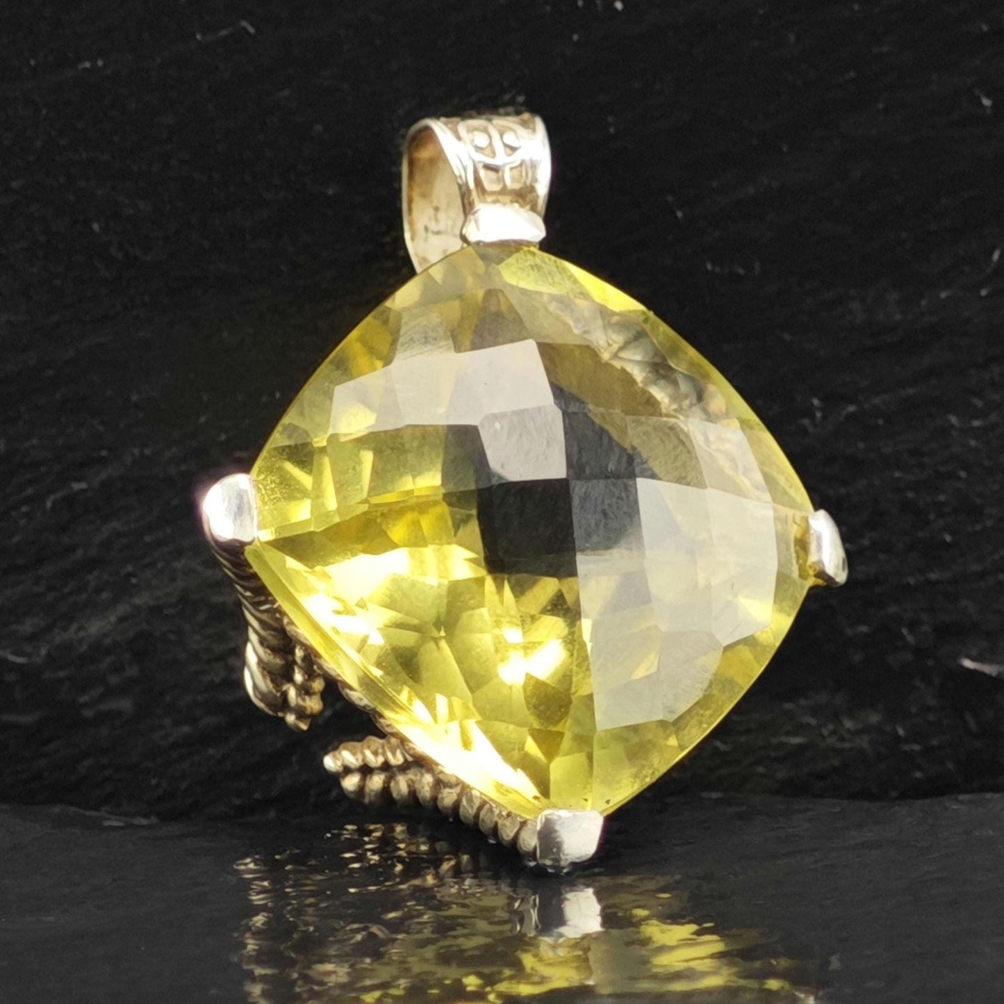 AS IS Yellow Quartz Sterling Silver Pendant P3053