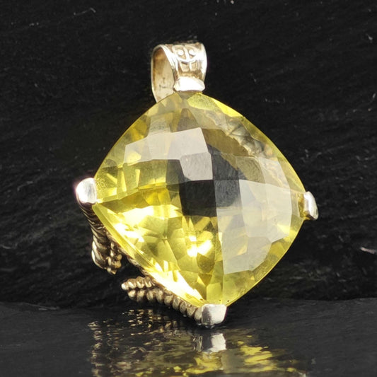 AS IS Yellow Quartz Sterling Silver Pendant P3053