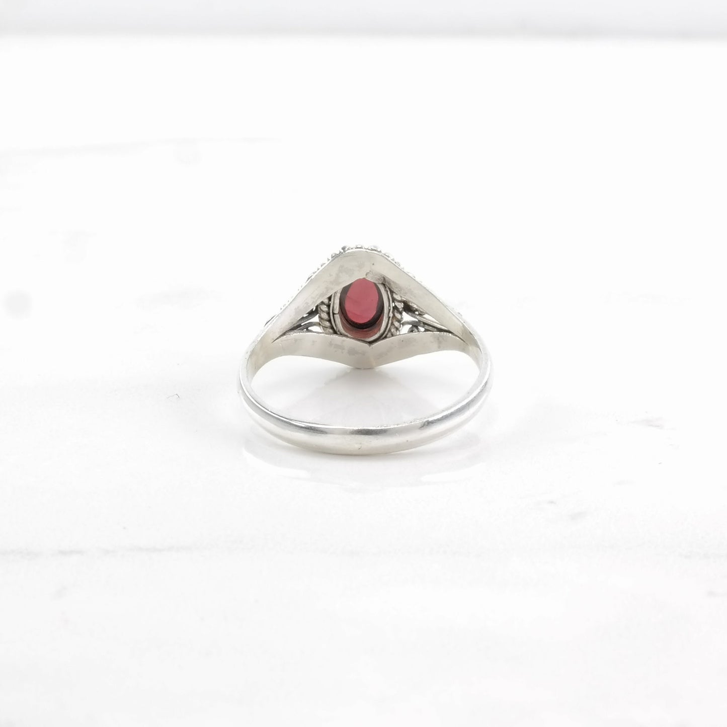 Sterling Silver Ring, Garnet Red Size 9 1/2