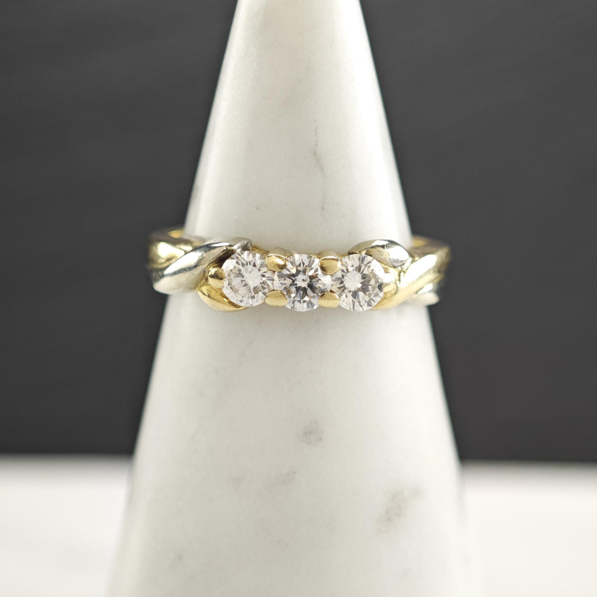 Three Year Anniversary Band .50cttw 14K Yellow Gold Ring Sz 6 1/2 R6783