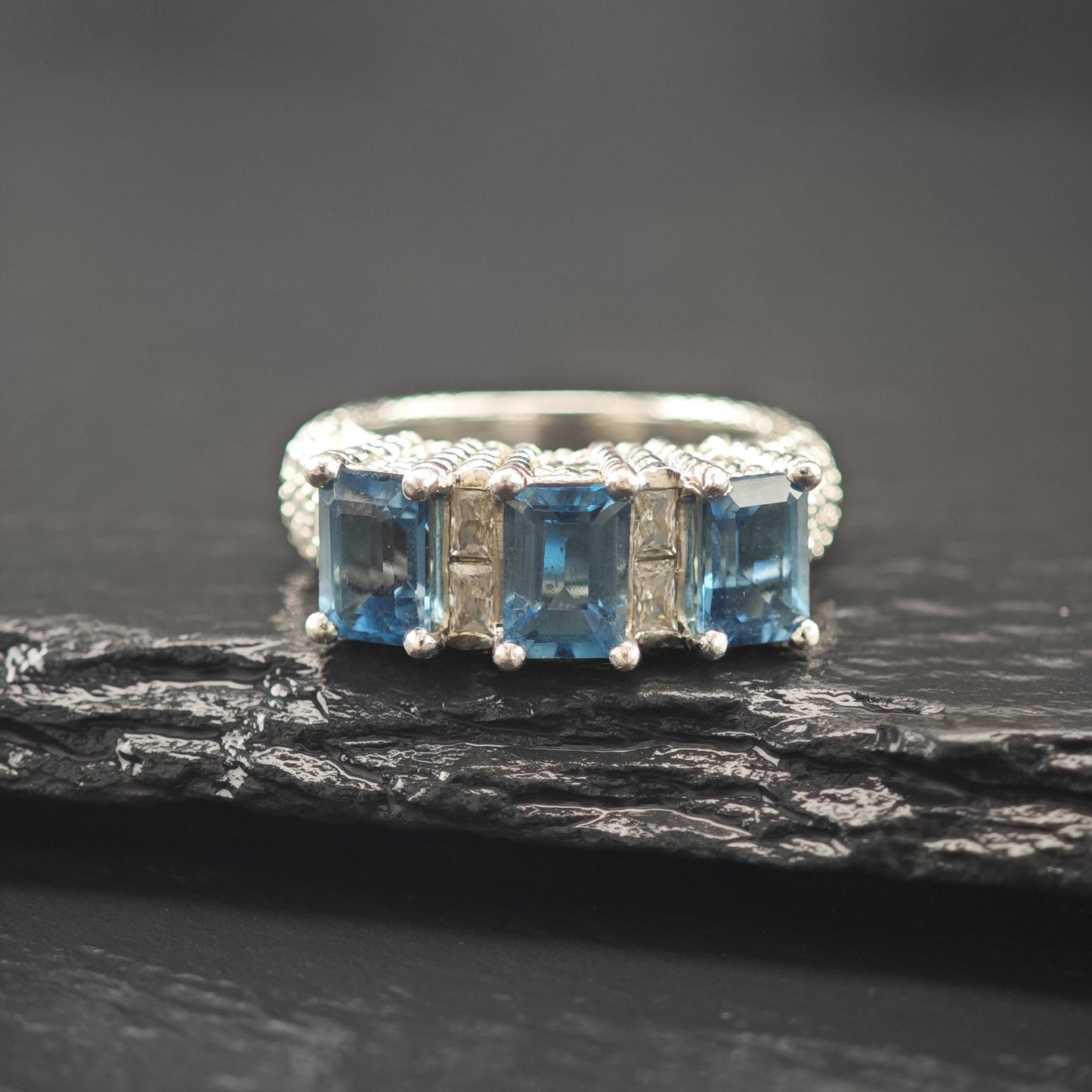 Judith Ripka Topaz, CZ Ring Sterling Silver
