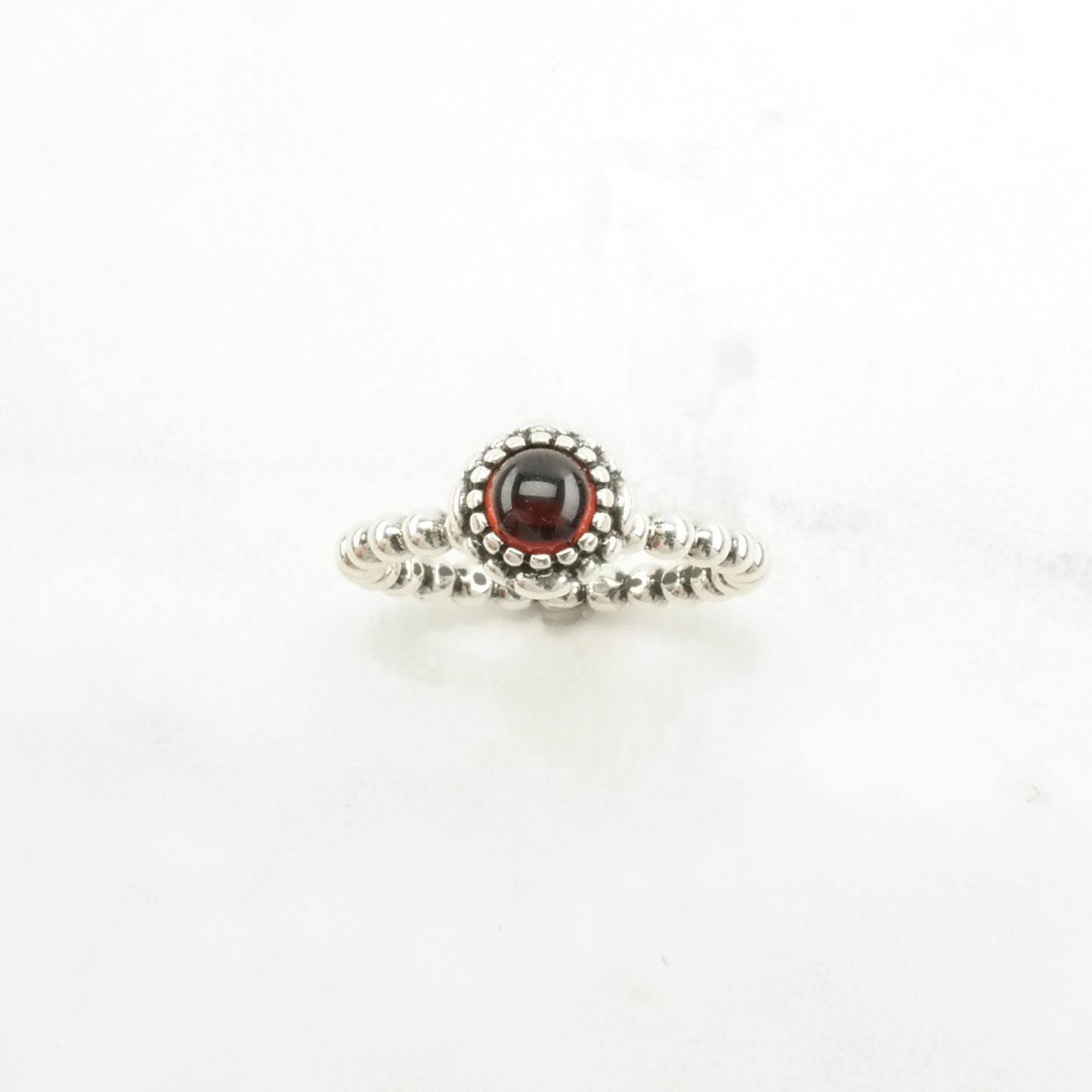 Pandora Silver Ring Garnet Stackable Sterling Red Size 5 1/4