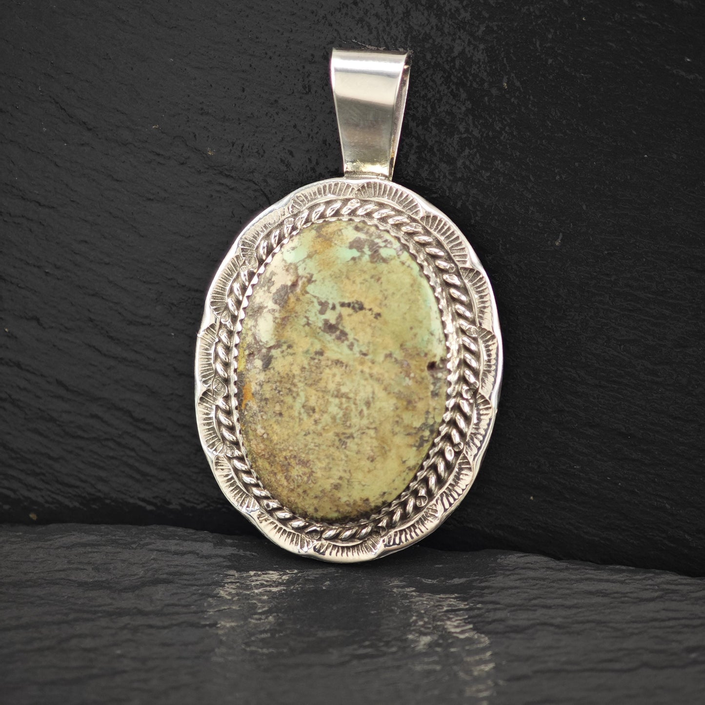 Native Green Turquoise Pendant Sterling Silver P2812