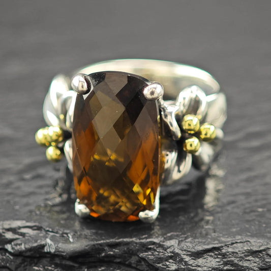 Ann King 18K Gold Accent Sterling Silver Ring - Vintage Style, Size 7