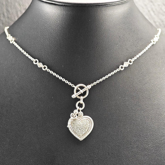 Diamond Heart & Key Necklace Sterling Silver N2490
