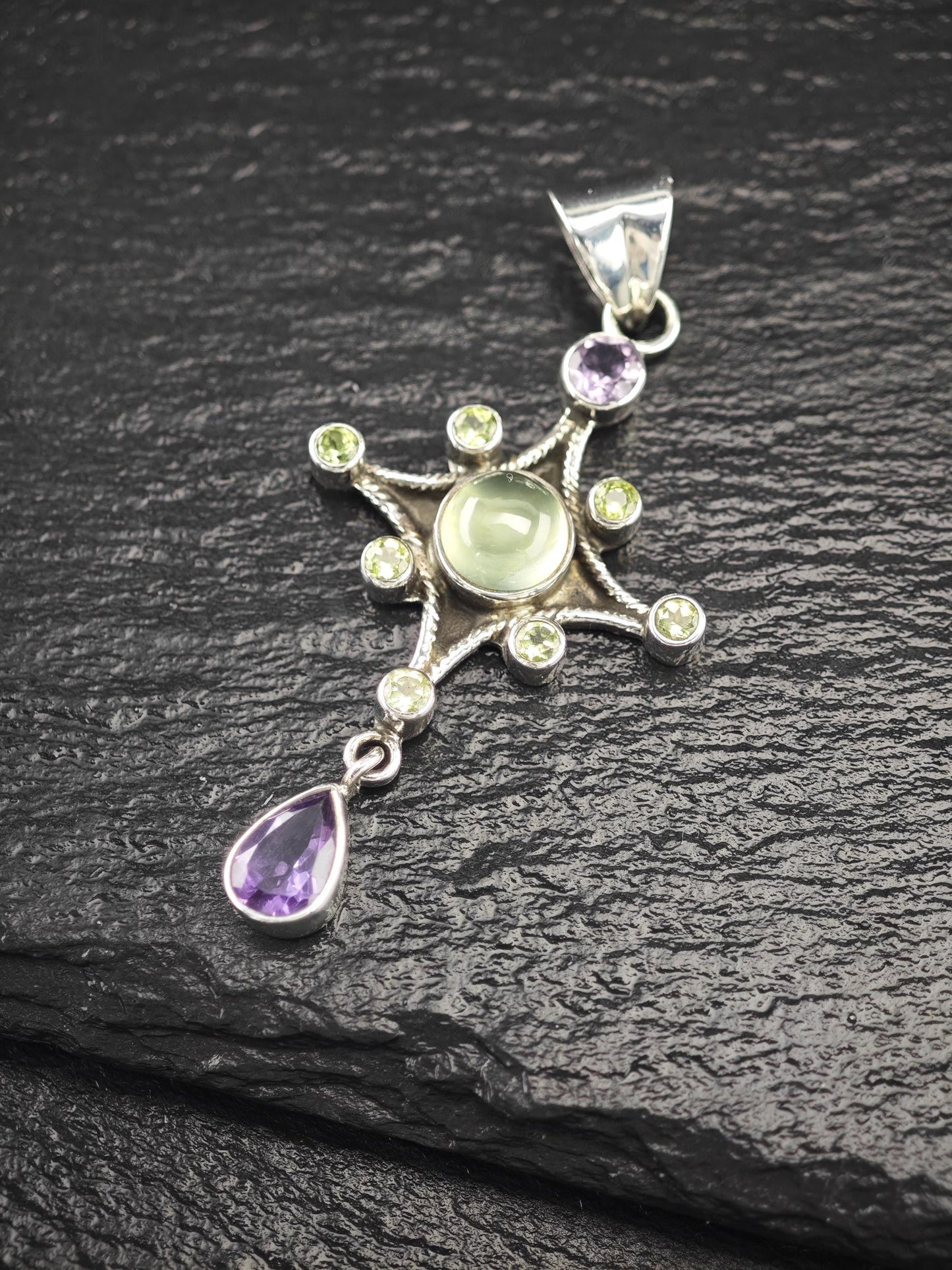 SLG Amethyst, Peridot Cross Pendant Sterling Silver P2723