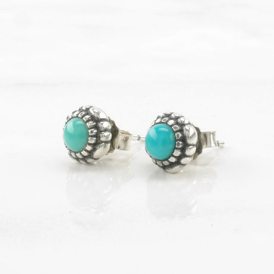 Vintage Sterling Silver Stud Earrings Pandora Blue Turquoise