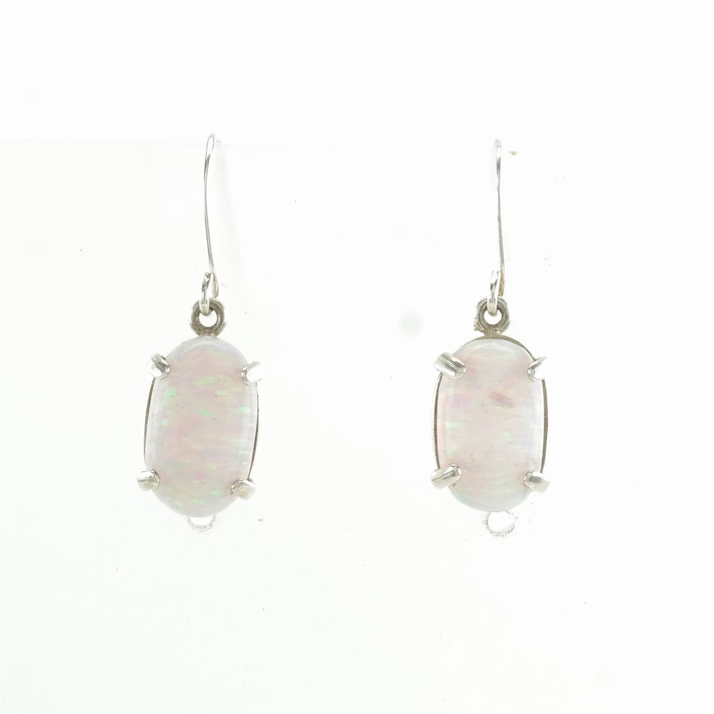 Vintage Created Opal Earrings Sterling Silver Fish Hook