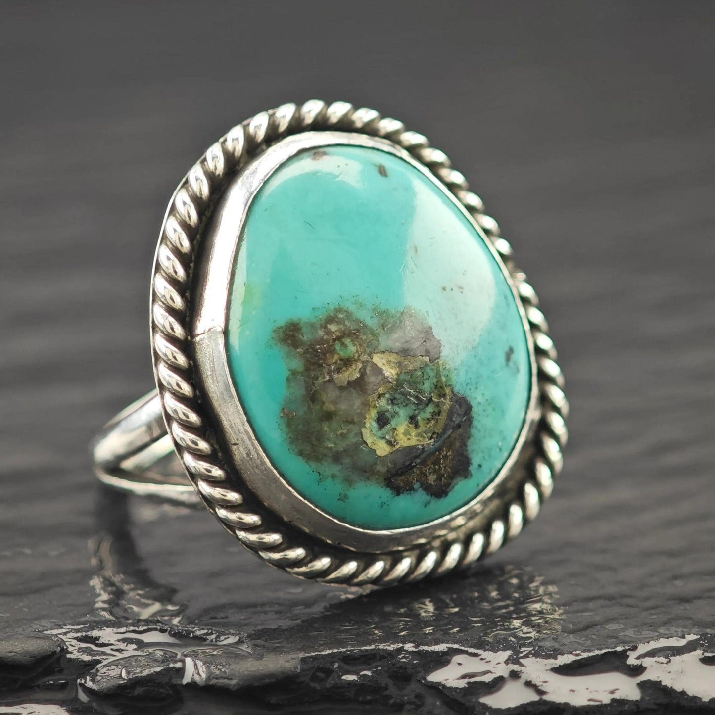 Native American Turquoise Ring Sterling Silver Size 6 1/4