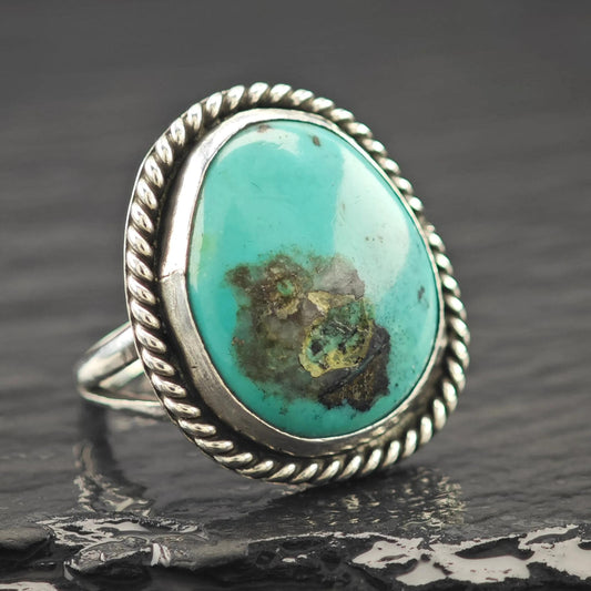 Native American Turquoise Ring Sterling Silver Size 6 1/4