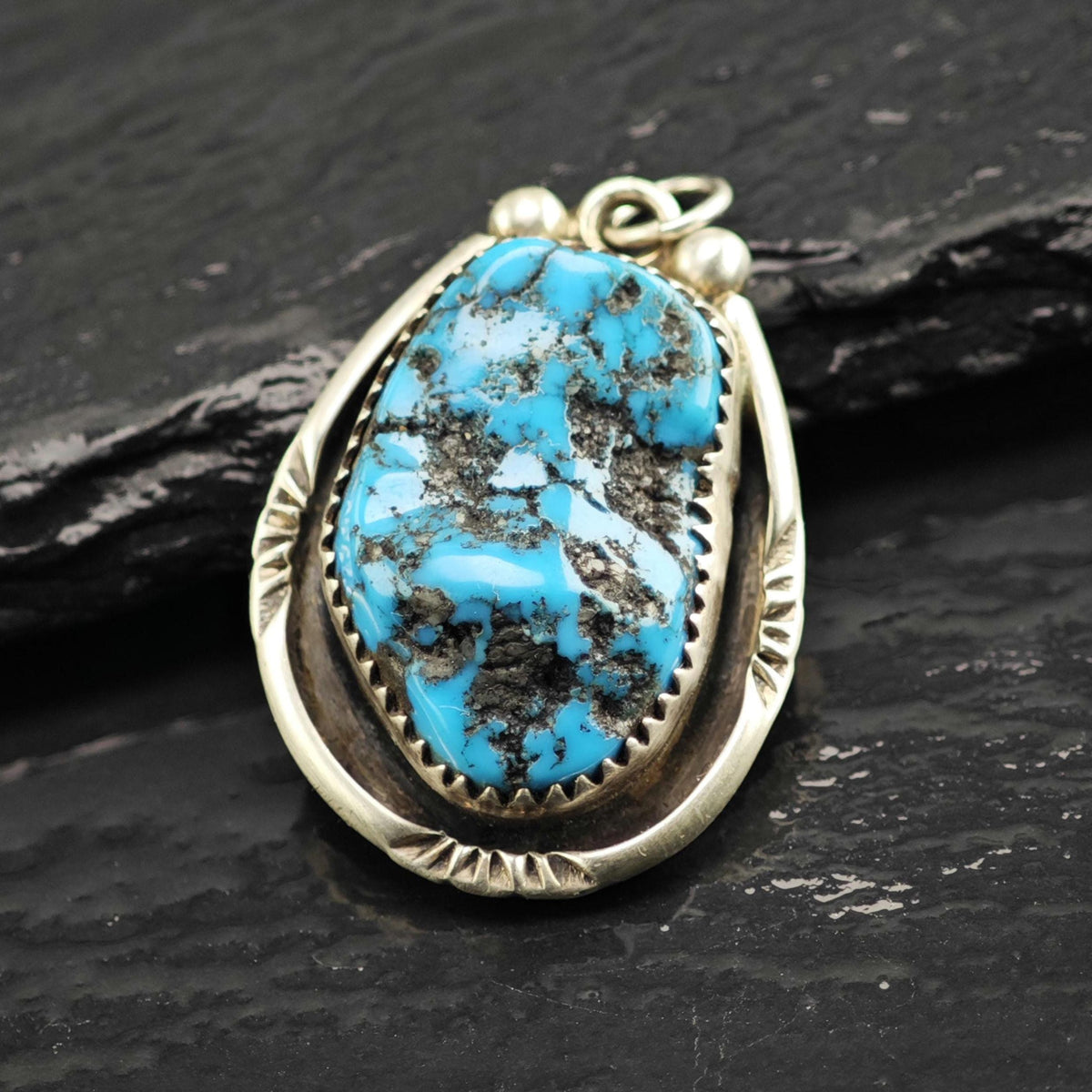 SW Spiderweb Turquoise Sterling Silver Pendant P3122