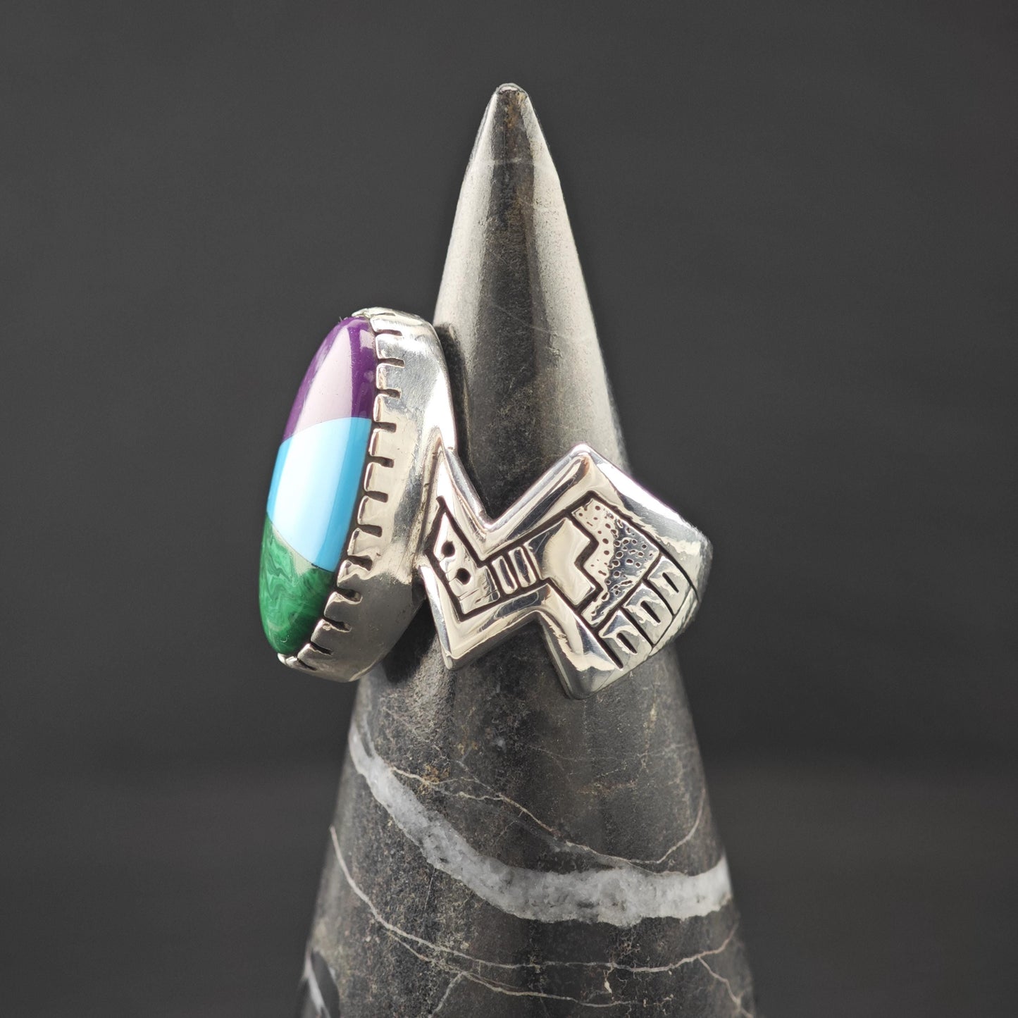 Native American Inlay Ring Sterling Silver