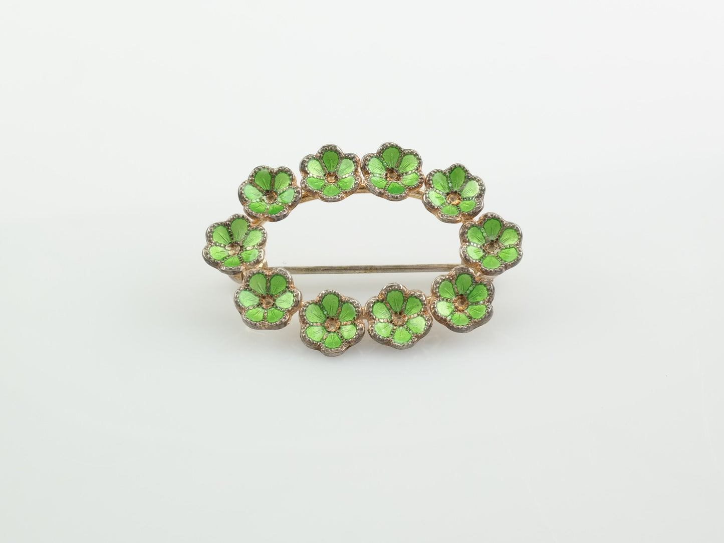 Art Nouveau Sterling Silver Enamel Flower Brooch