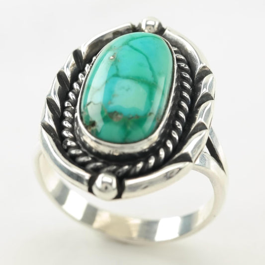 Vintage Southwest Turquoise Sterling Silver Ring Size 9 1/2
