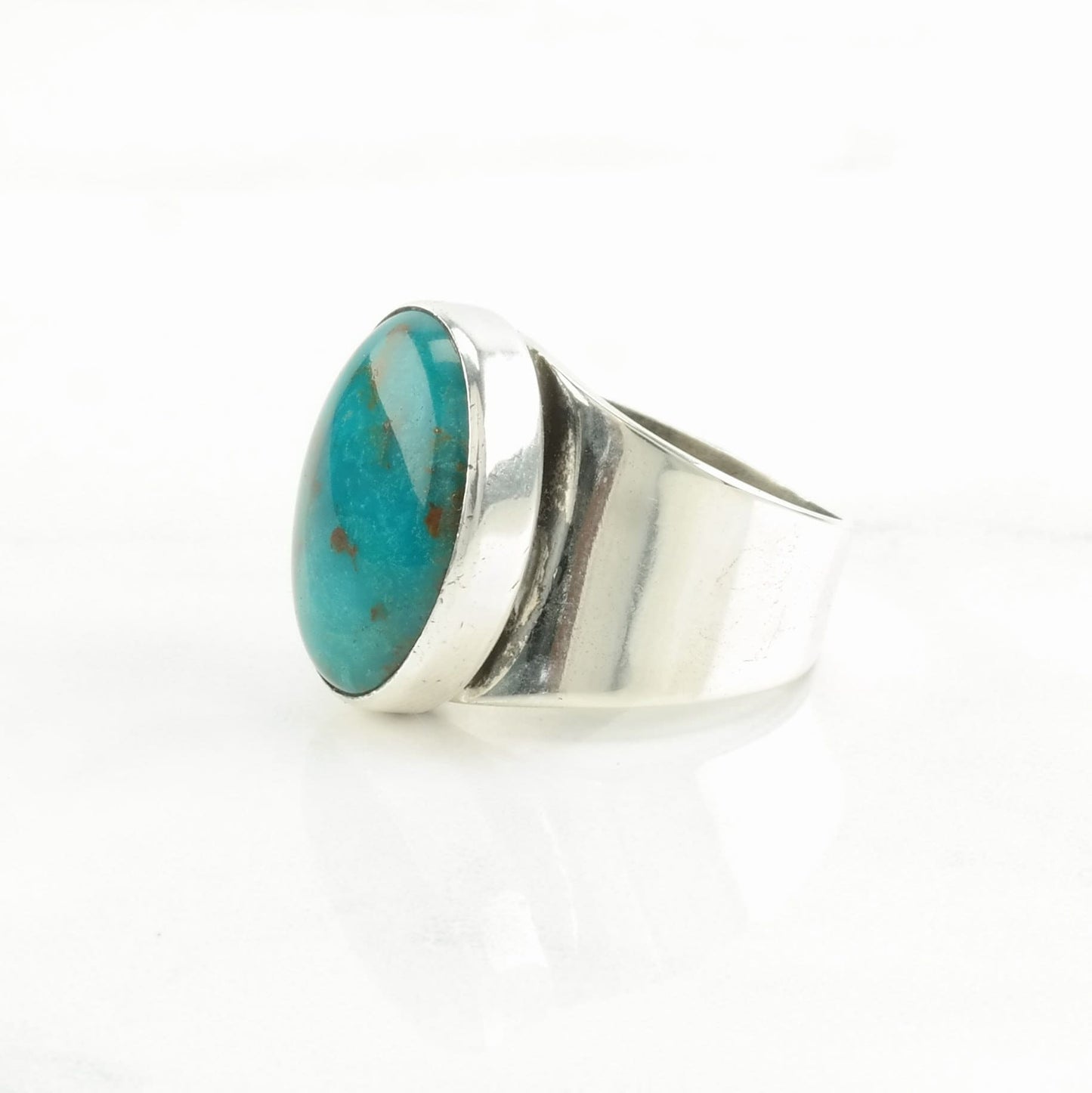 DTR Silver Ring Turquoise Modernist Sterling Blue Size 7 1/4