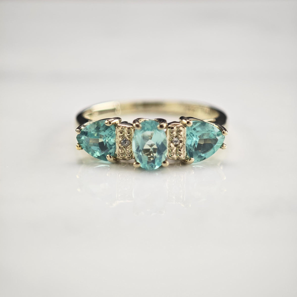 Apatite 14K White Gold Ring Sz 7 R6801