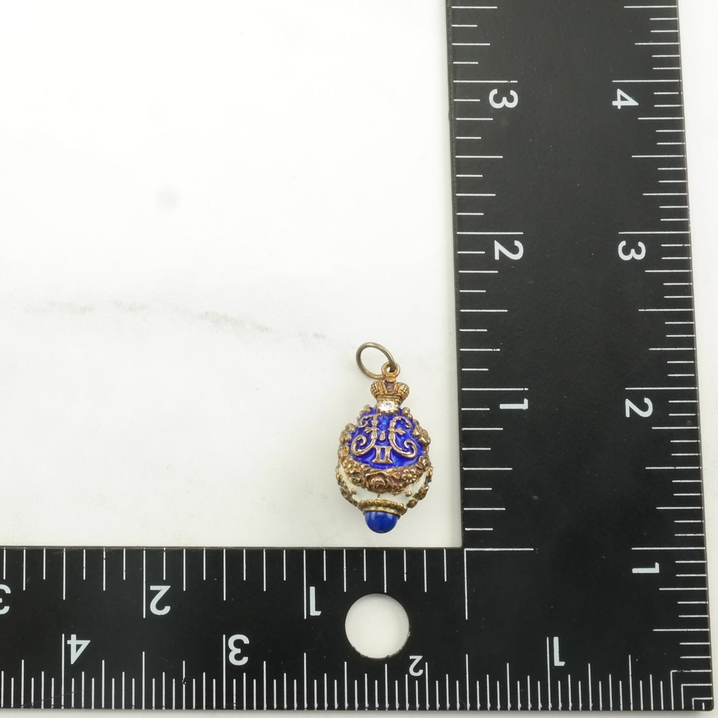 Vintage Lapis Lazuli, Enamel Egg, Tsar Peter the II Sterling Silver Pendant