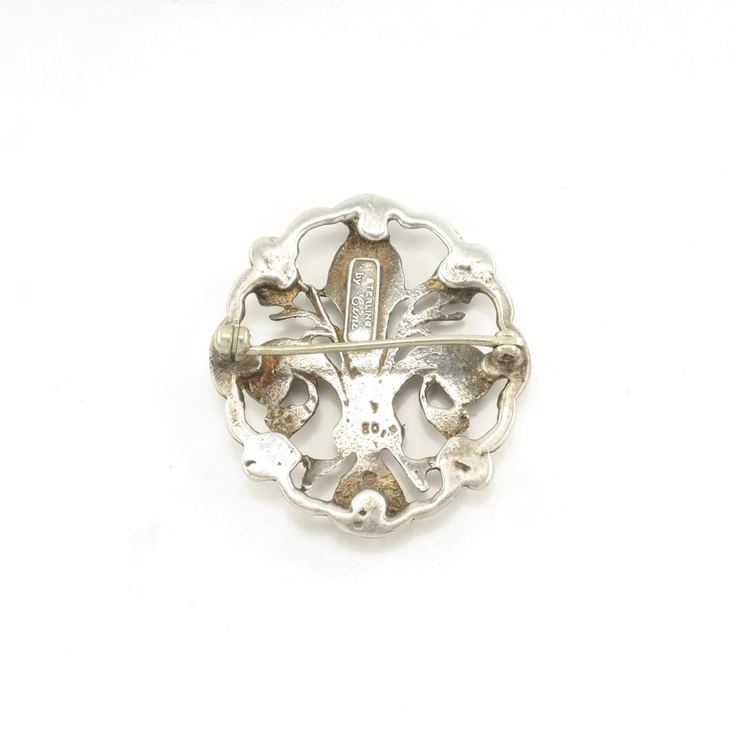 Vintage Cini Sterling Silver Brooch Fleaur De Lis