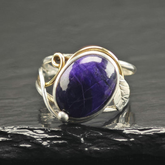 Purple Gemstone Gold Tone Accent Open Band Sterling Silver Ring Sz 11 R6754