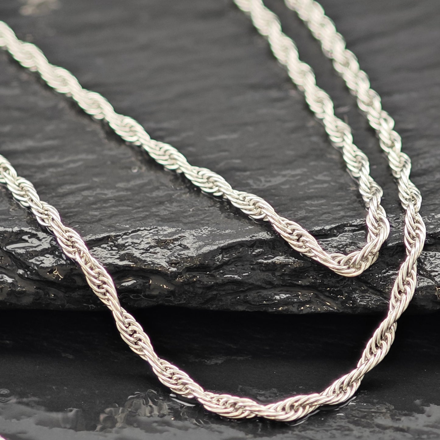 Adjustable slider Rope Chain Sterling Silver Necklace 24 1/8" N2627