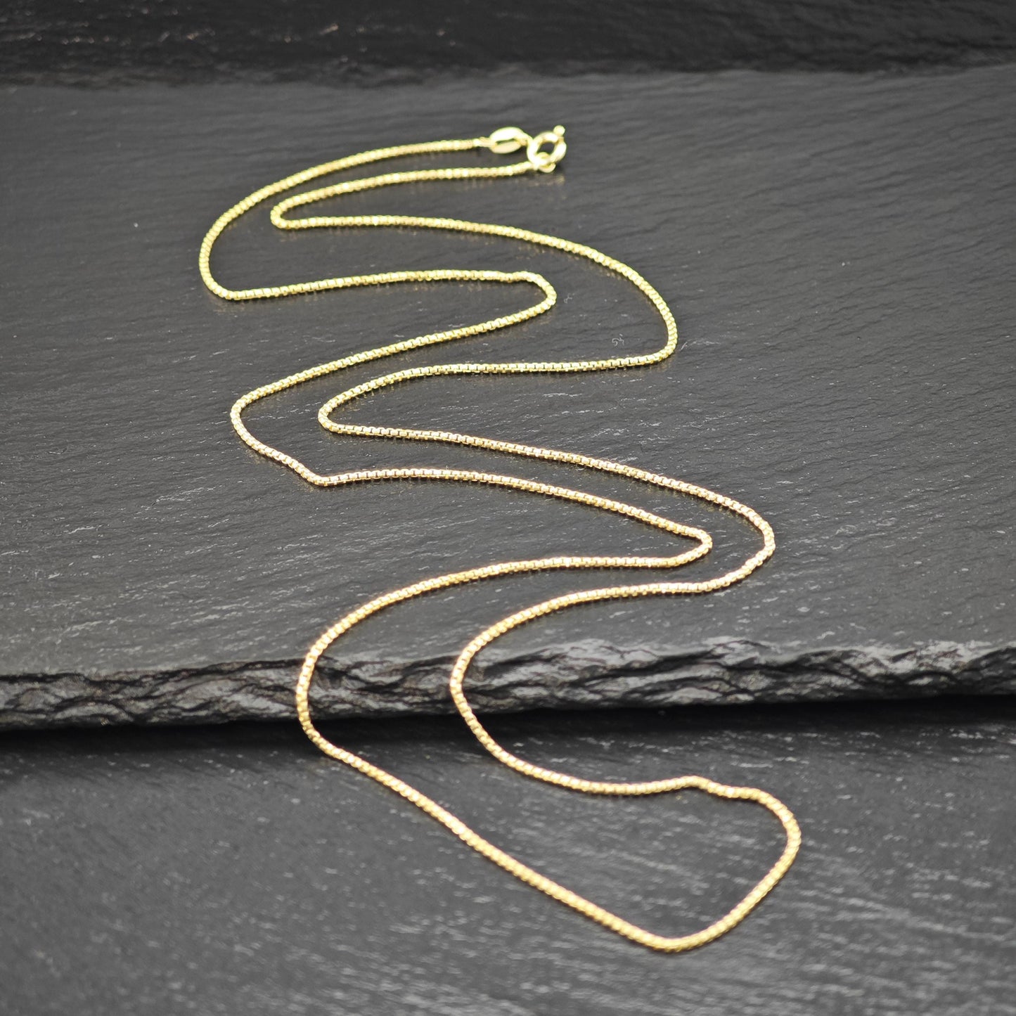 Sterling Silver Gold Plated Box Chain Necklace 30" N2638
