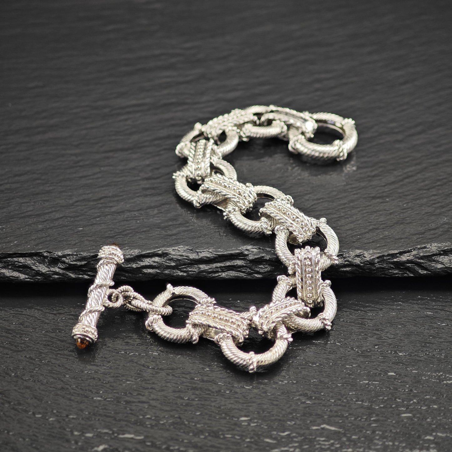 Judith Ripka Citrine Link Bracelet Sterling Silver