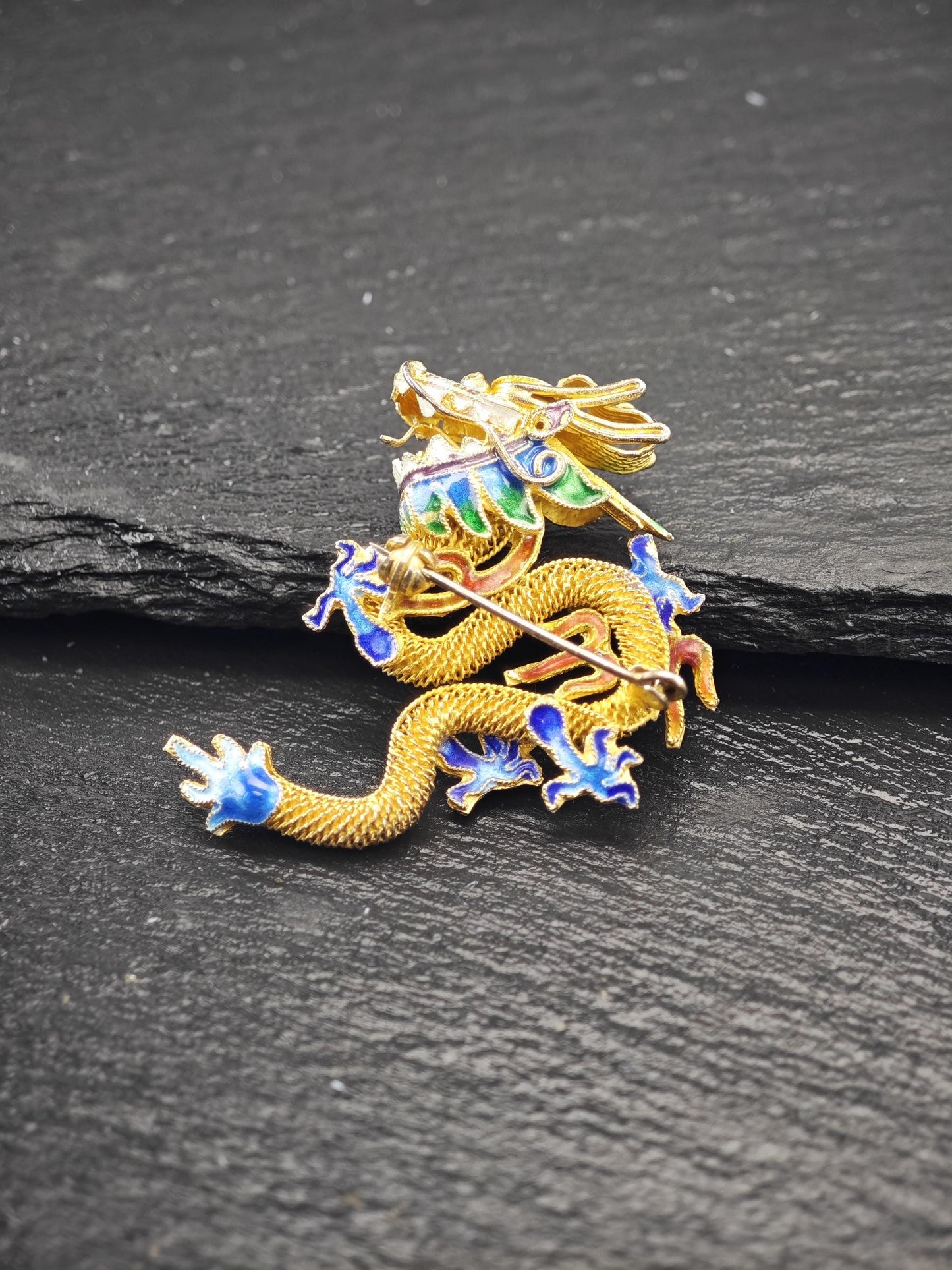 Choice of Chinese, Export Enamel Dragon Brooches Sterling Silver