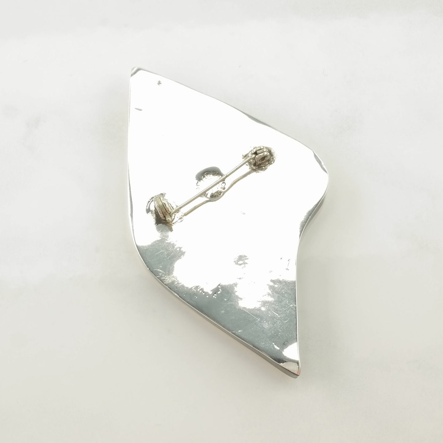 Mexico Sterling Silver Brooch Inlay, Mixed Metal Multi Stone